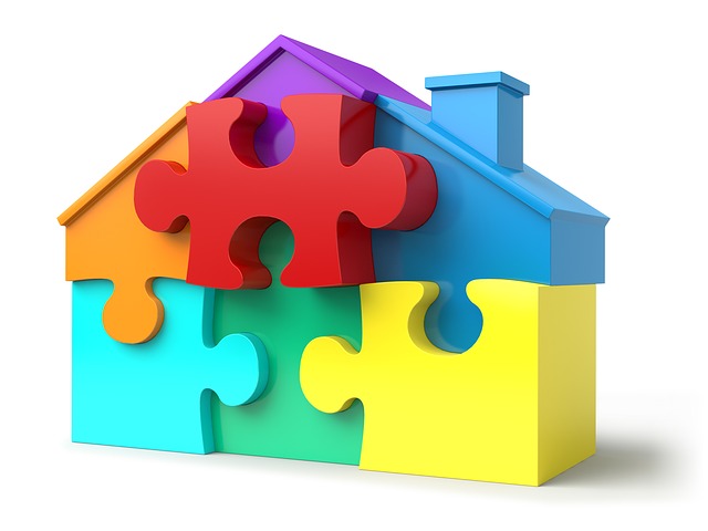dílky puzzle na dům